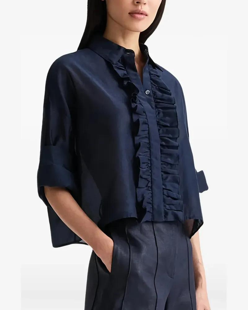 TWP Nextex Organza-Hemd mit Rüschenbesatz - Blau Blau