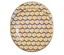 Set aus zwei geometrisch gemusterten Desserttellern - Gelb