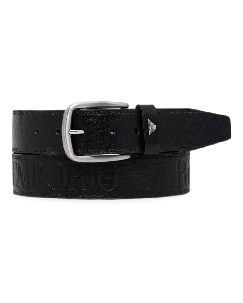 Emporio Armani Gürtel mit Lederzunge, Logo-Prägung und Metallschnalle - Schwarz Schwarz
