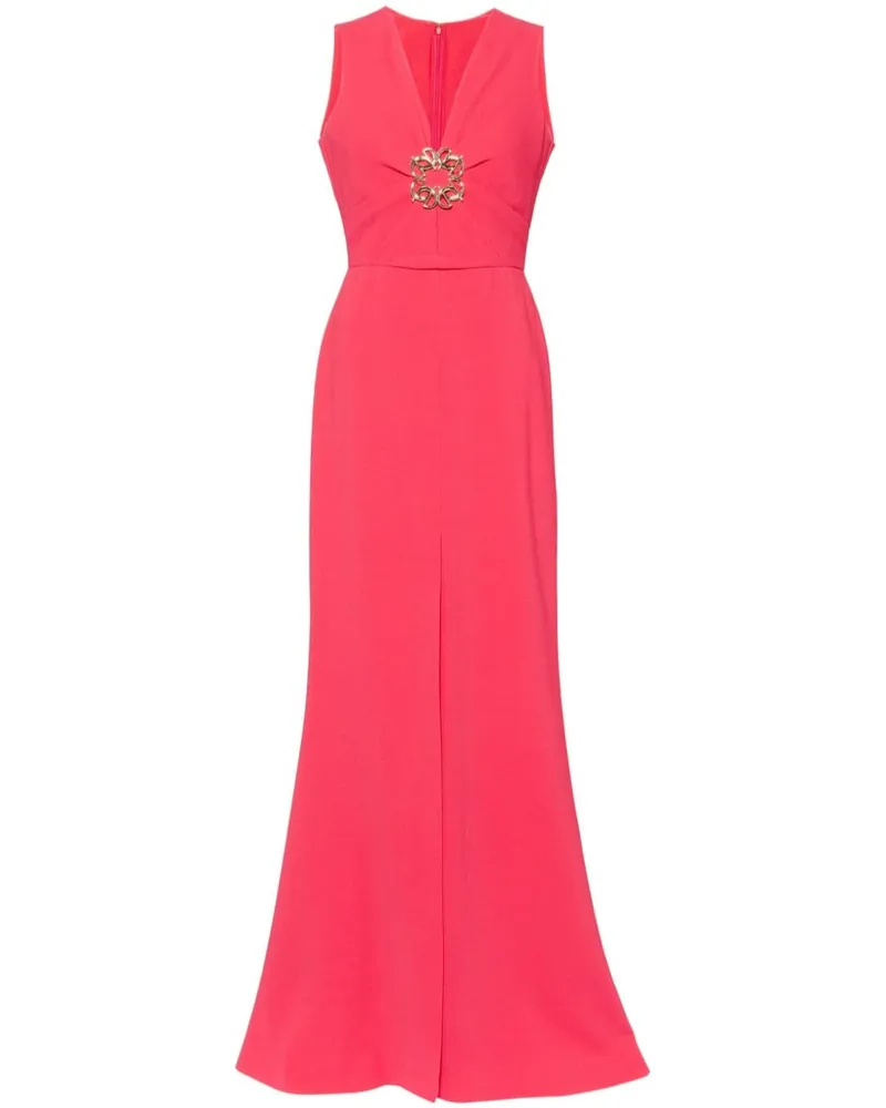 Elie Saab Langes Kleid mit V-Ausschnitt - Rosa Rosa