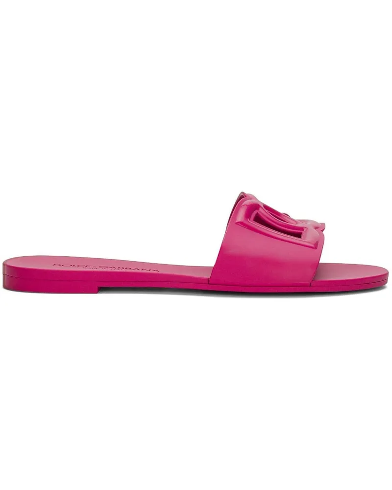 Dolce & Gabbana Bianca Pantoletten mit DG - Rosa Rosa