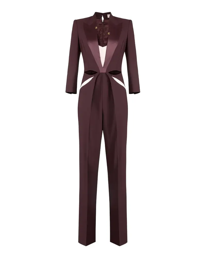 Elisabetta Franchi cut-out satin-lapel jumpsuit - Braun Braun