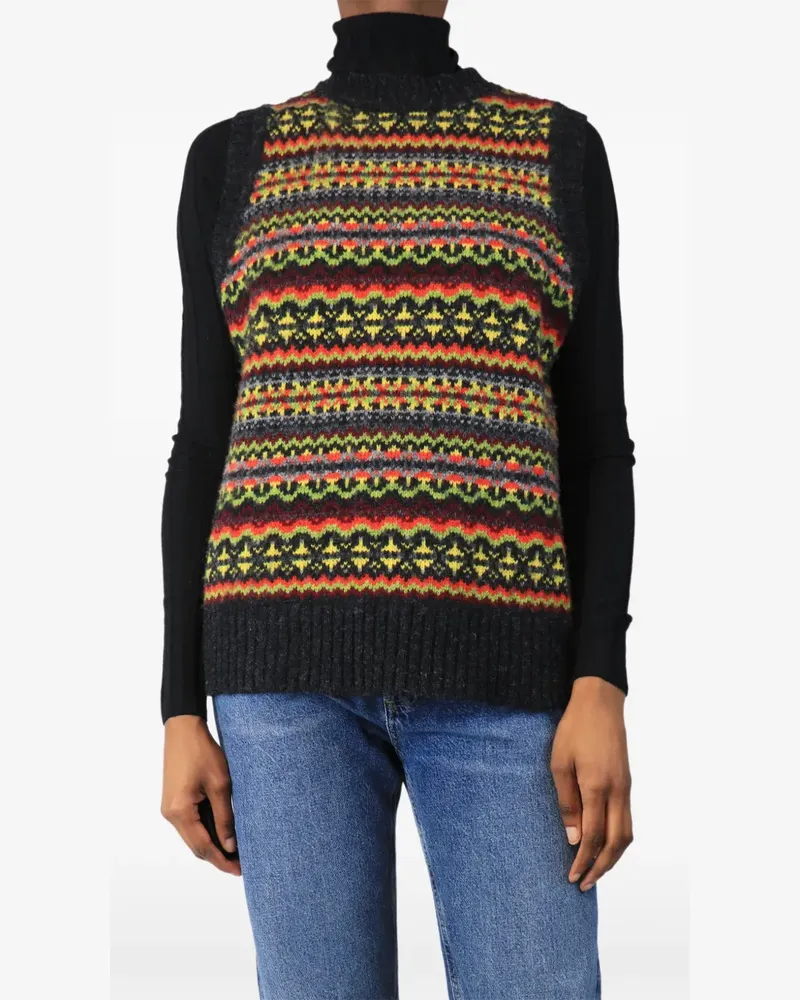 Molly Goddard Top mit Fair-Isle-Muster - Schwarz Schwarz