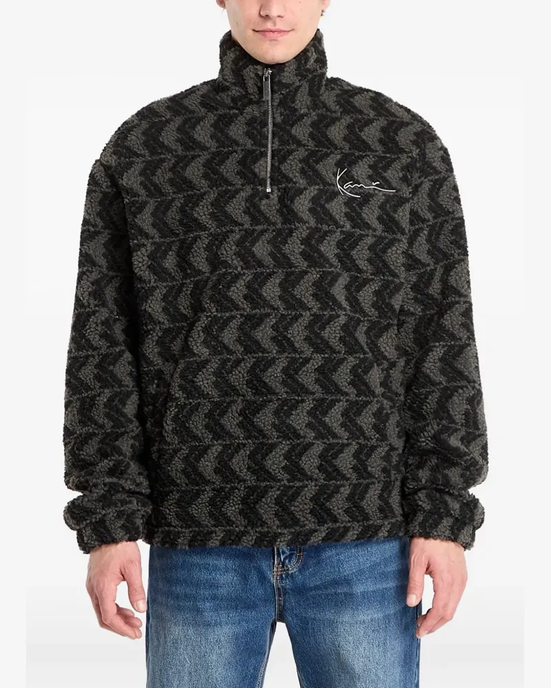 Karl Kani chevron-pattern fleece sweater - Schwarz Schwarz