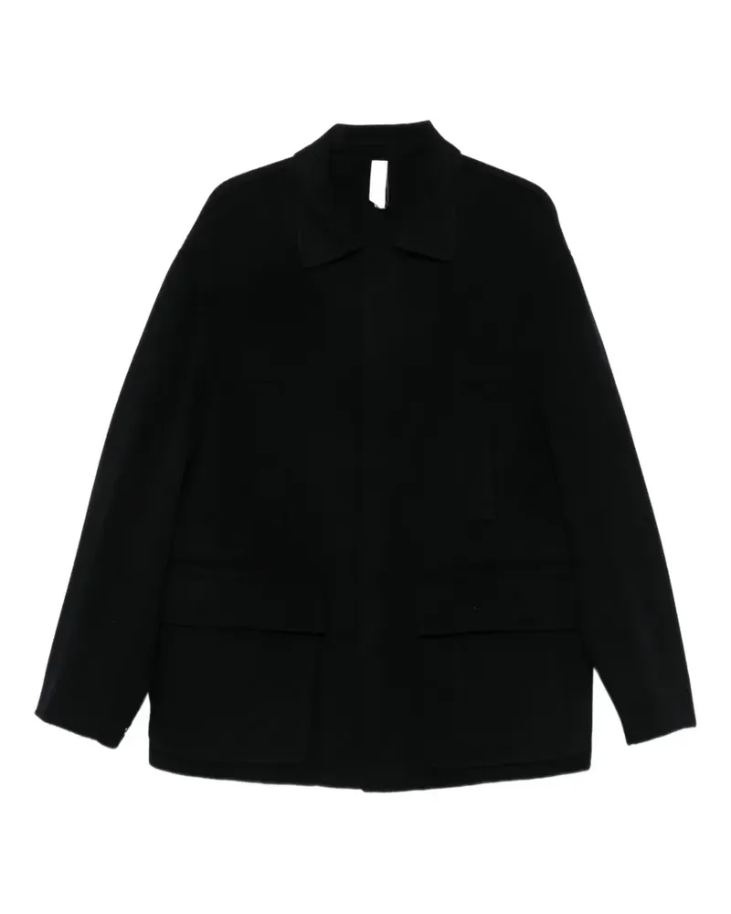 Hevò Wollmantel mit Klappentasche - Schwarz Schwarz