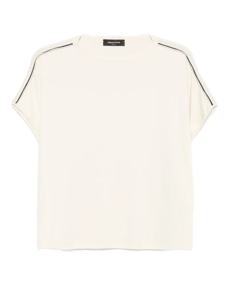 Fabiana Filippi side-stripe short-sleeve T-shirt - Nude Nude
