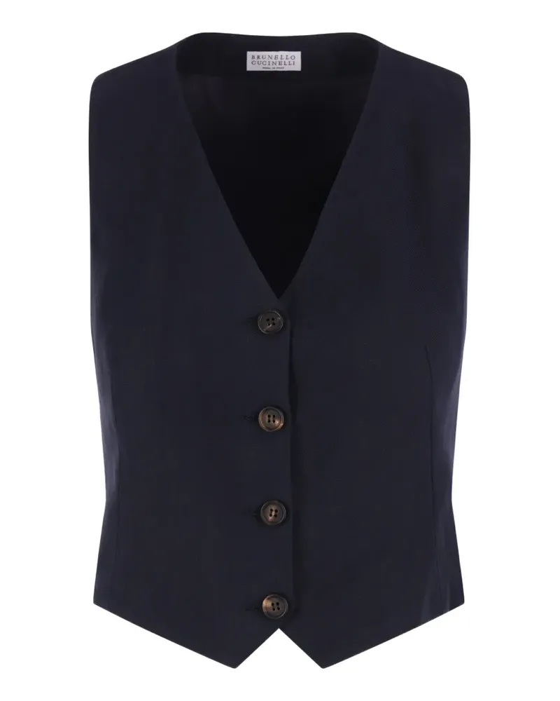 Brunello Cucinelli cut-out detail waistcoat - Blau Blau
