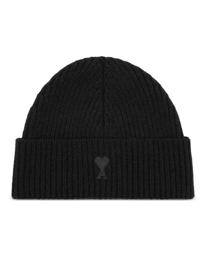 AMI Paris Beanie mit Logo-Stickerei - Schwarz Schwarz