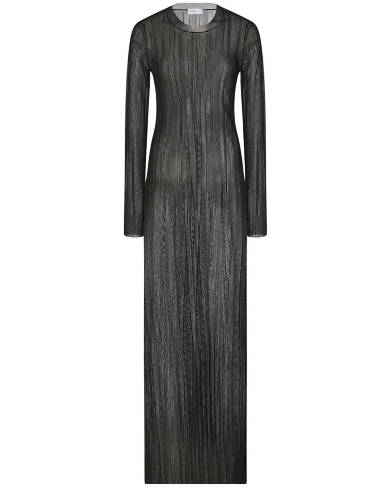 Rosetta Getty Semi-transparentes Plisseekleid - Schwarz Schwarz