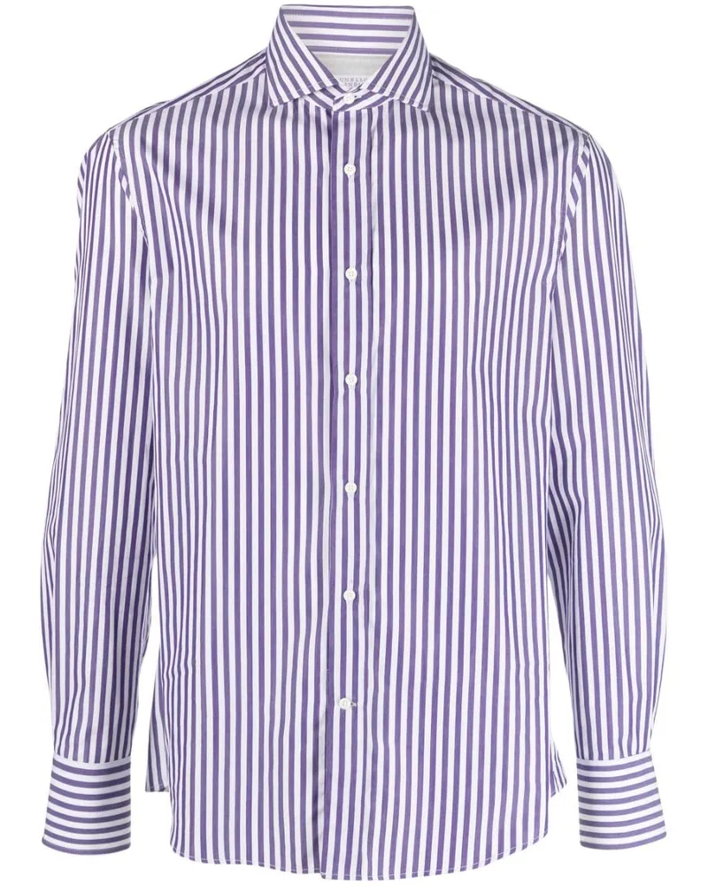 Brunello Cucinelli Gestreiftes Hemd - Violett Violett