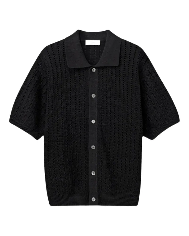 Dunst crochet-knit collared cardigan - Schwarz Schwarz