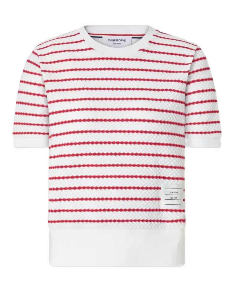 Thom Browne Gestreiftes T-Shirt mit Wabenmuster - Rot Rot