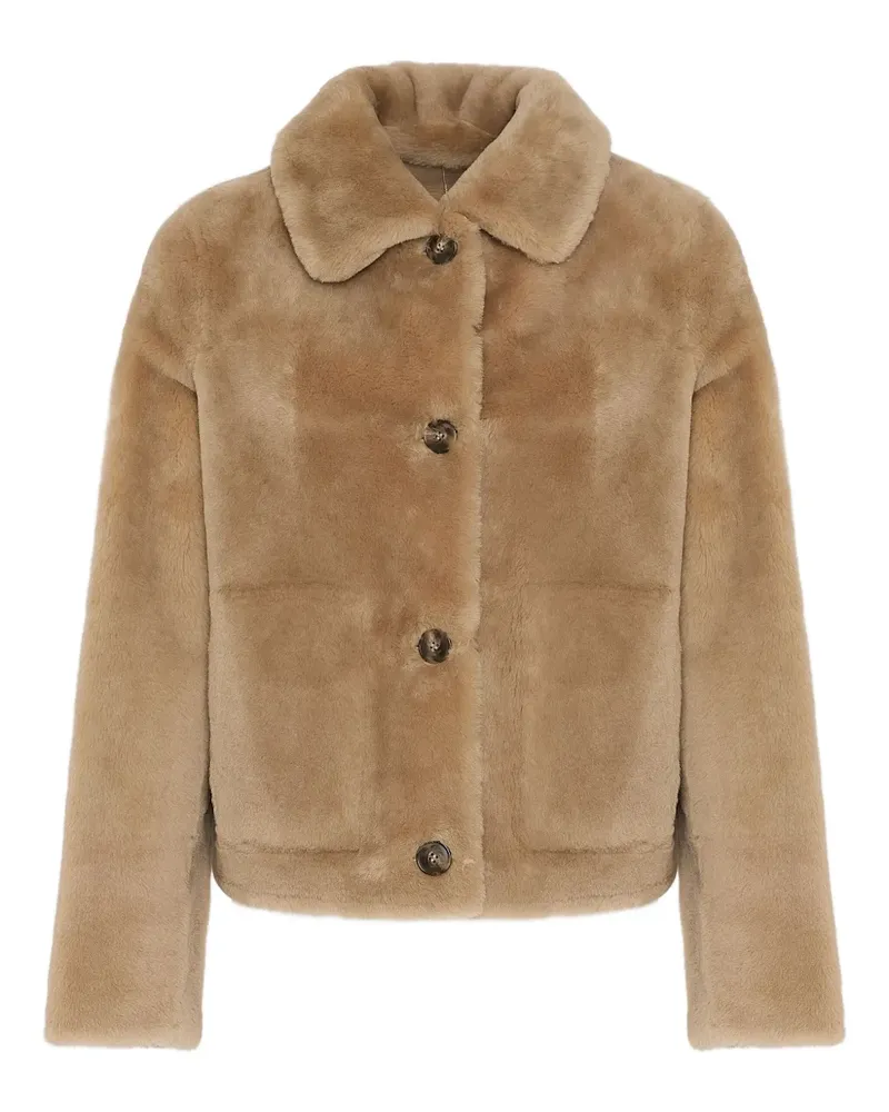 Yves Salomon Jacke aus Faux Shearling - Nude Nude
