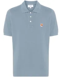 Kitsuné Poloshirt mit Fox Head-Patch Blau