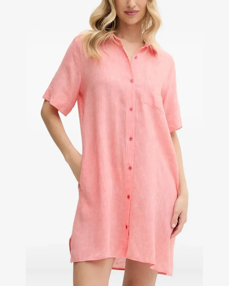 DKNY Geknöpftes Leinen-Nachthemd - Rosa Rosa
