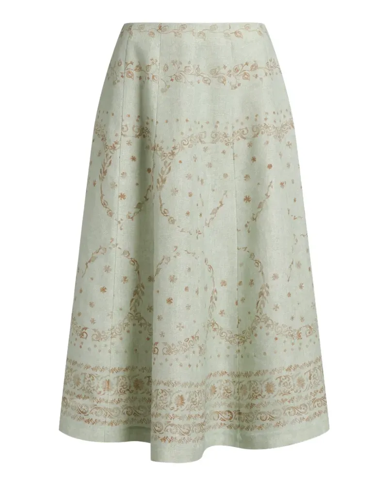 Alberta Ferretti floral-print flared skirt - Grün Grün
