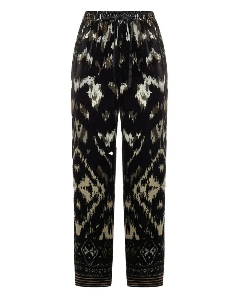 Pierre-Louis Mascia all-over print drawstring-waist trousers - Schwarz Schwarz