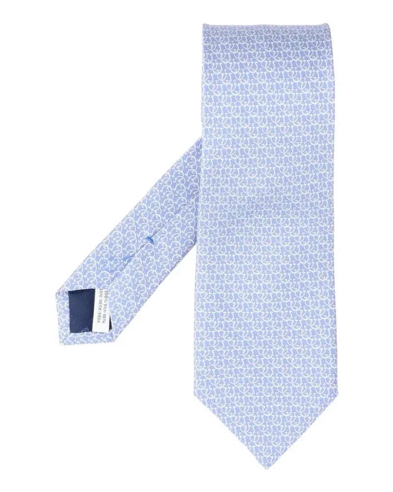 Ferragamo Seidenkrawatte mit Gancini-Print - Blau Blau