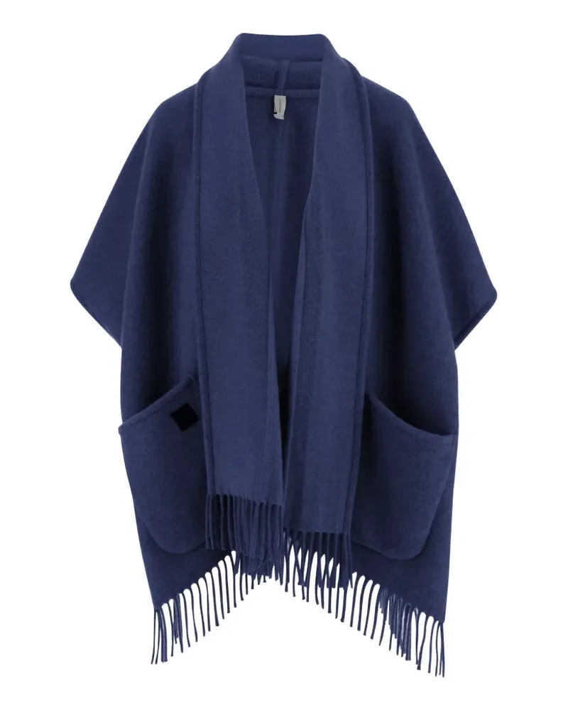 Ferragamo fringed cashmere cape - Blau Blau