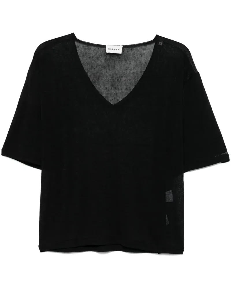 P.A.R.O.S.H. P.A.R.O H. Fein gestrickte Bluse - Schwarz Schwarz