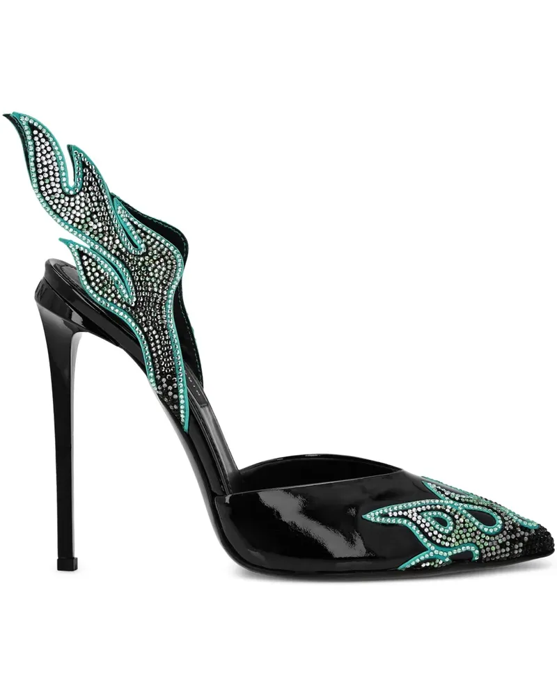 Philipp Plein Pumps mit Flammendetail 120mm - Schwarz Schwarz