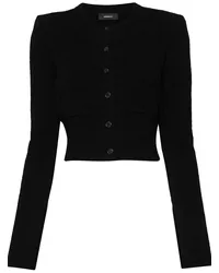 WARDROBE.NYC Cropped-Cardigan mit Frottee-Finish Schwarz