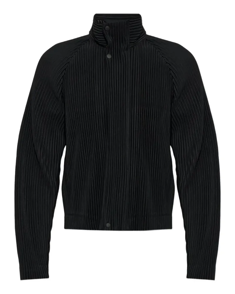 Issey Miyake pleated high-neck jacket - Schwarz Schwarz