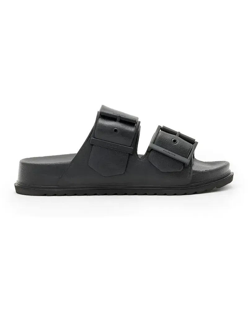 AllSaints Sian buckle-fastening double-strap slides - Schwarz Schwarz