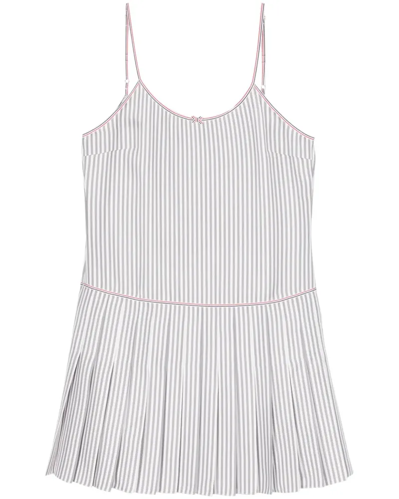 Thom Browne Gestreiftes Minikleid mit Falten - Grau Grau