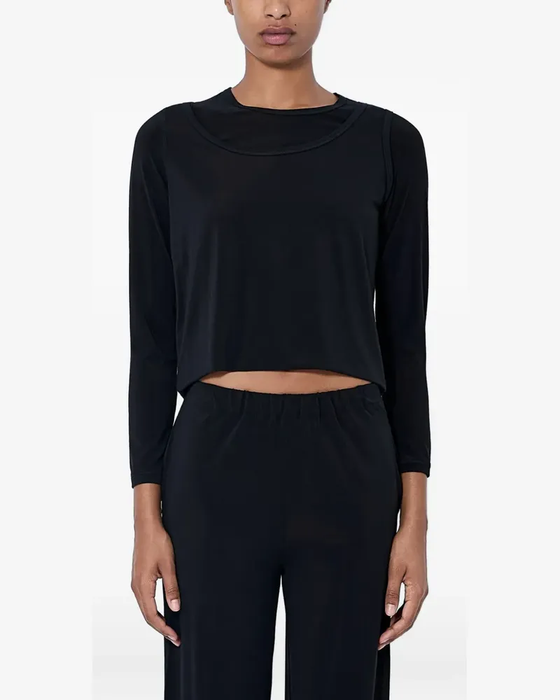Issey Miyake cropped long-sleeve crop top - Schwarz Schwarz