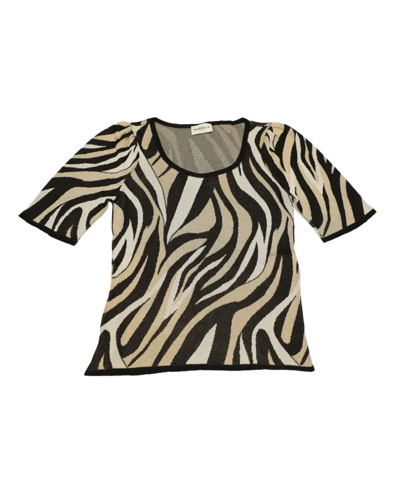 MARELLA Kurzärmeliges MLSDATTERO T-Shirt mit Animal-Muster - Schwarz Schwarz