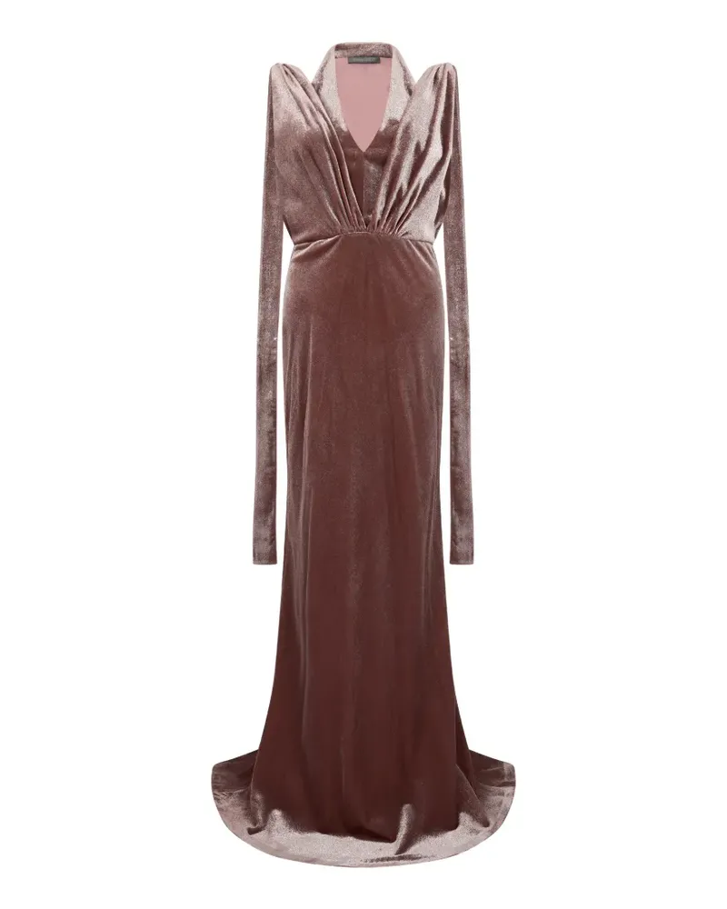 Alberta Ferretti Langärmeliges Maxikleid mit Samtstruktur - Rosa Rosa