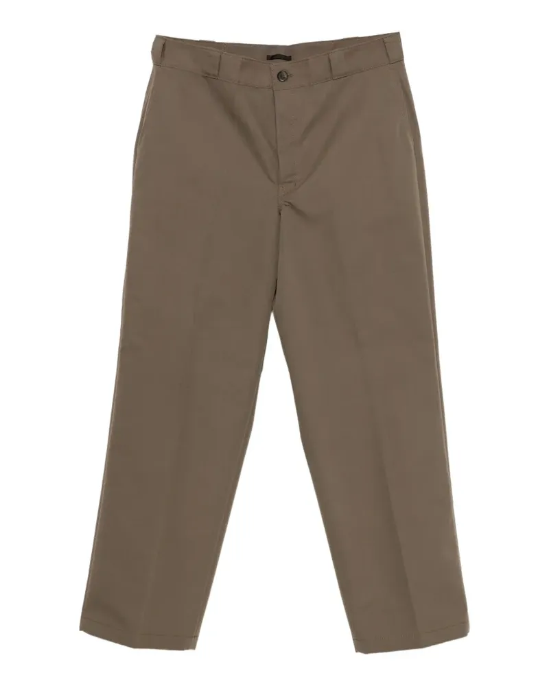 Prada logo-plaque straight-leg trousers - Braun Braun