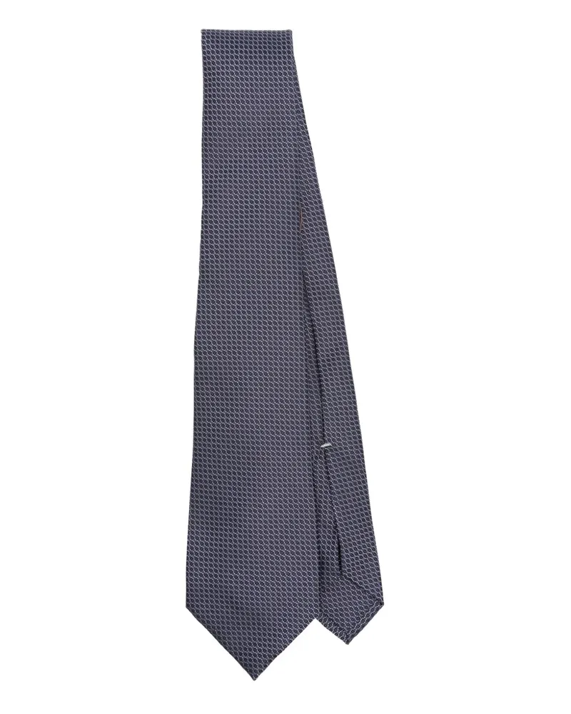 Canali Geometrisch gemusterte Seidenkrawatte - Blau Blau
