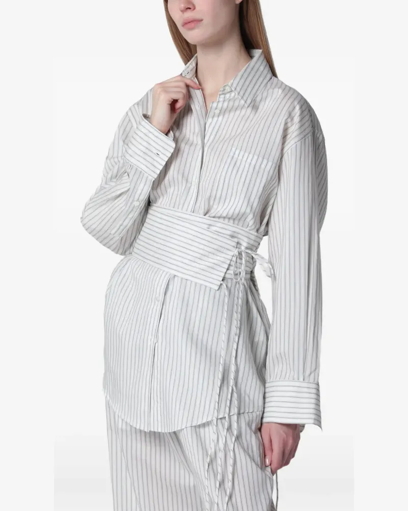 Róhe striped belted shirt - Weiß Weiß