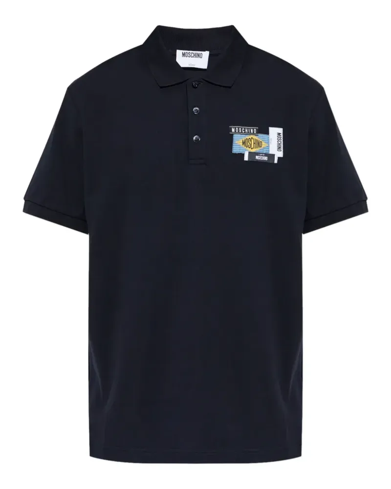 Moschino Poloshirt mit Logo-Patch - Blau Blau
