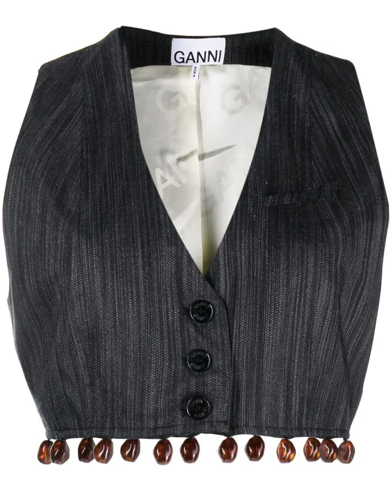 Ganni Mantel mit Streifen - Schwarz Schwarz