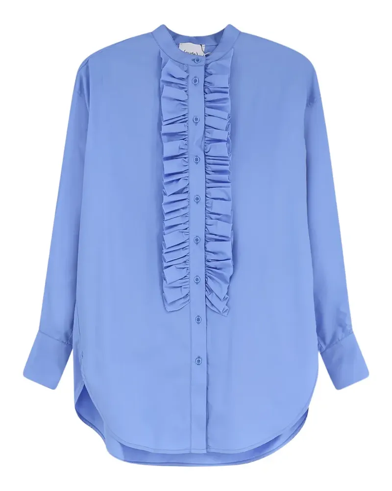 NUDE ruffled-trim cotton shirt - Blau Blau