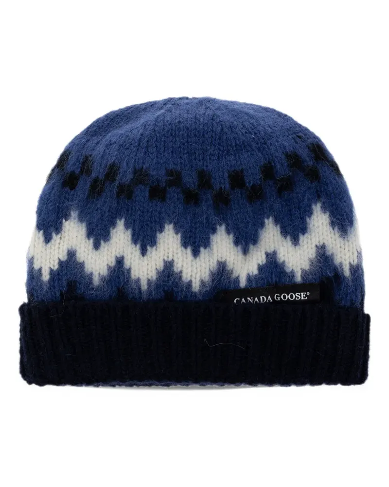 Canada Goose logo-patch Intarsia-knit beanie hat - Blau Blau