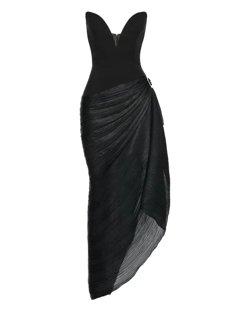 V:PM ATELIER Tess sweetheart-neckline pleated maxi dress - Schwarz Schwarz