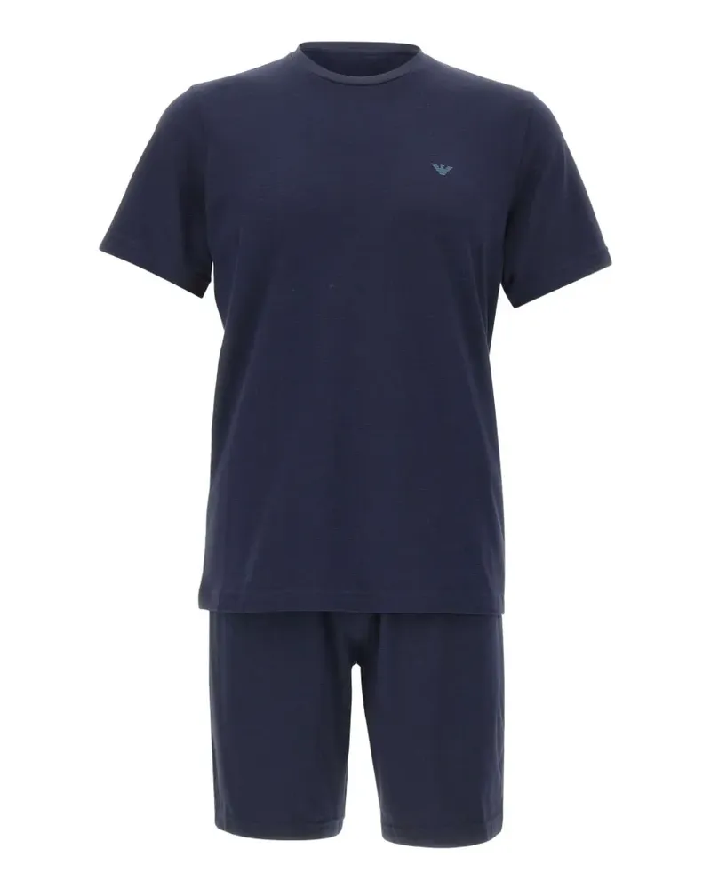 Emporio Armani eagle-logo T-shirt pyjama set - Blau Blau