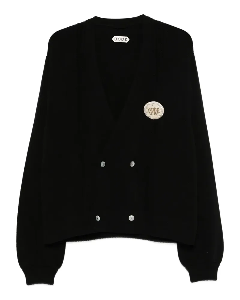 BODE Cardigan mit Knopfapplikation - Schwarz Schwarz