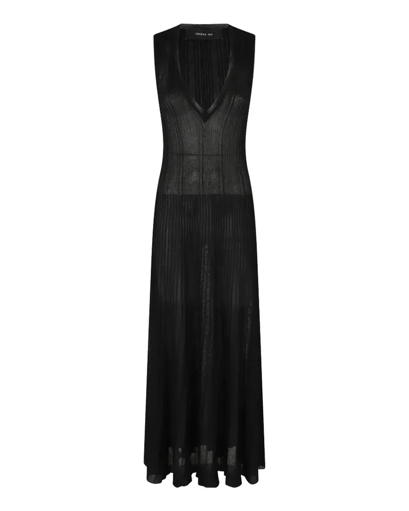Federica Tosi Plissiertes Kleid aus Rippstrick - Schwarz Schwarz