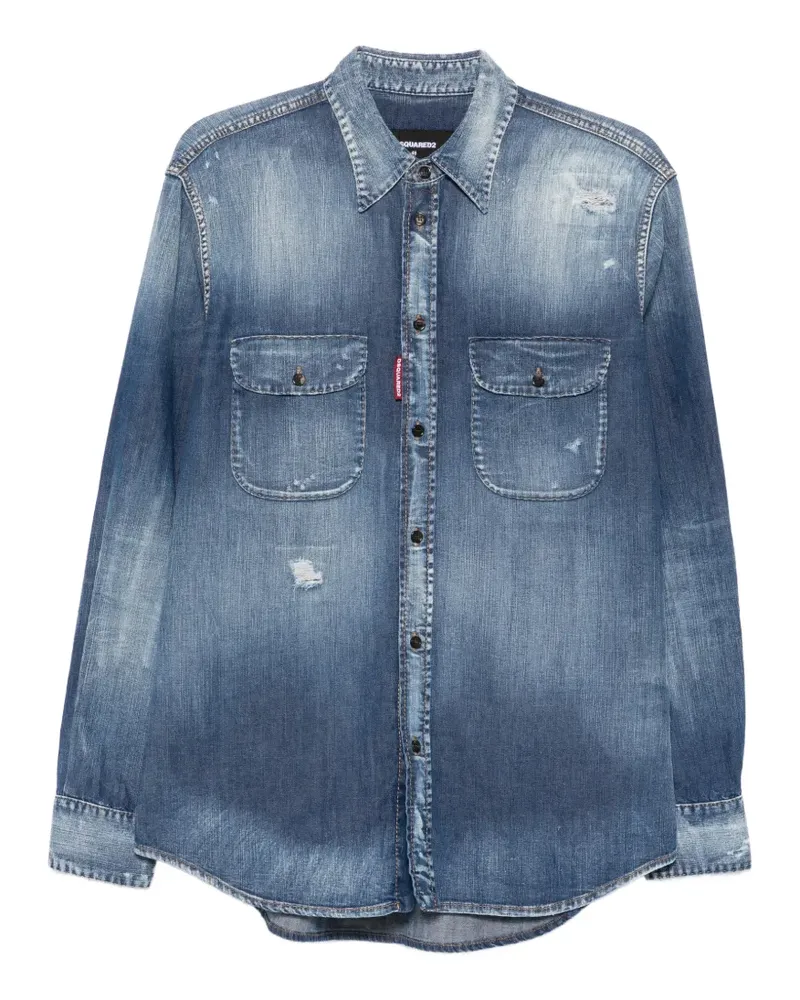 Dsquared2 Canadian distressed denim shirt - Blau Blau