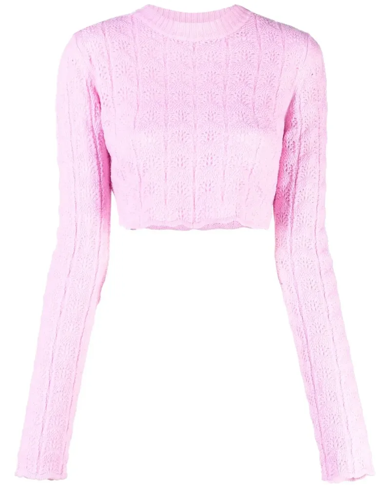 SPORTMAX Cropped-Pullover in Pointelle-Strick - Rosa Rosa