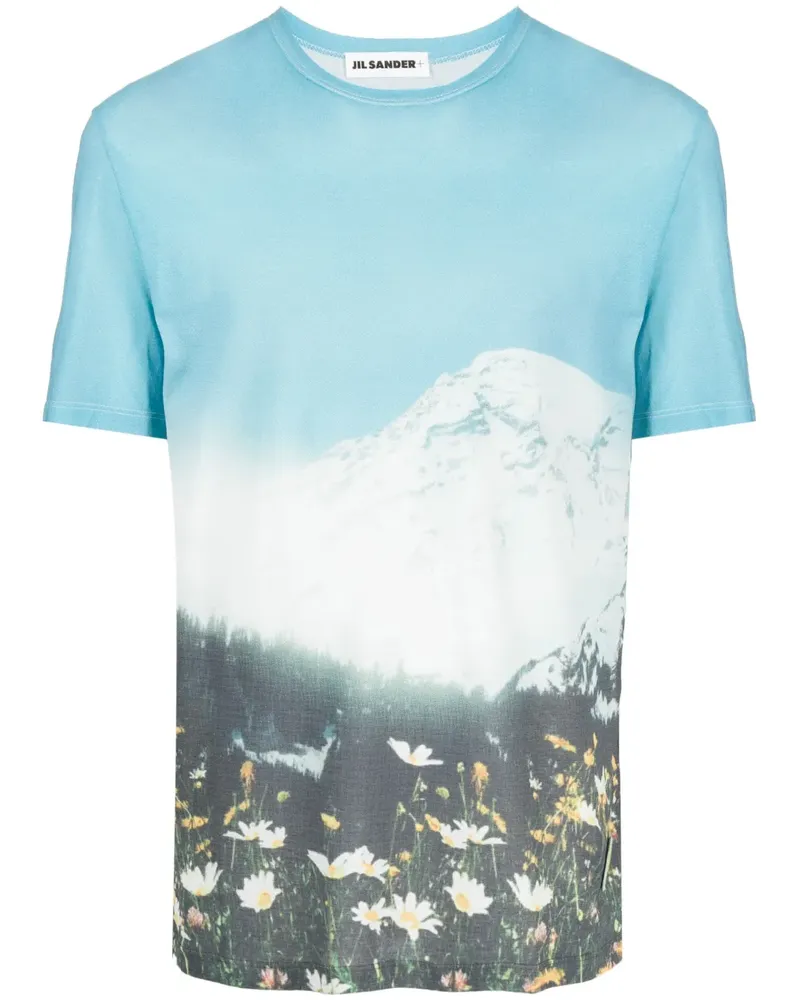 Jil Sander T-Shirt mit grafischem Print - Blau Blau