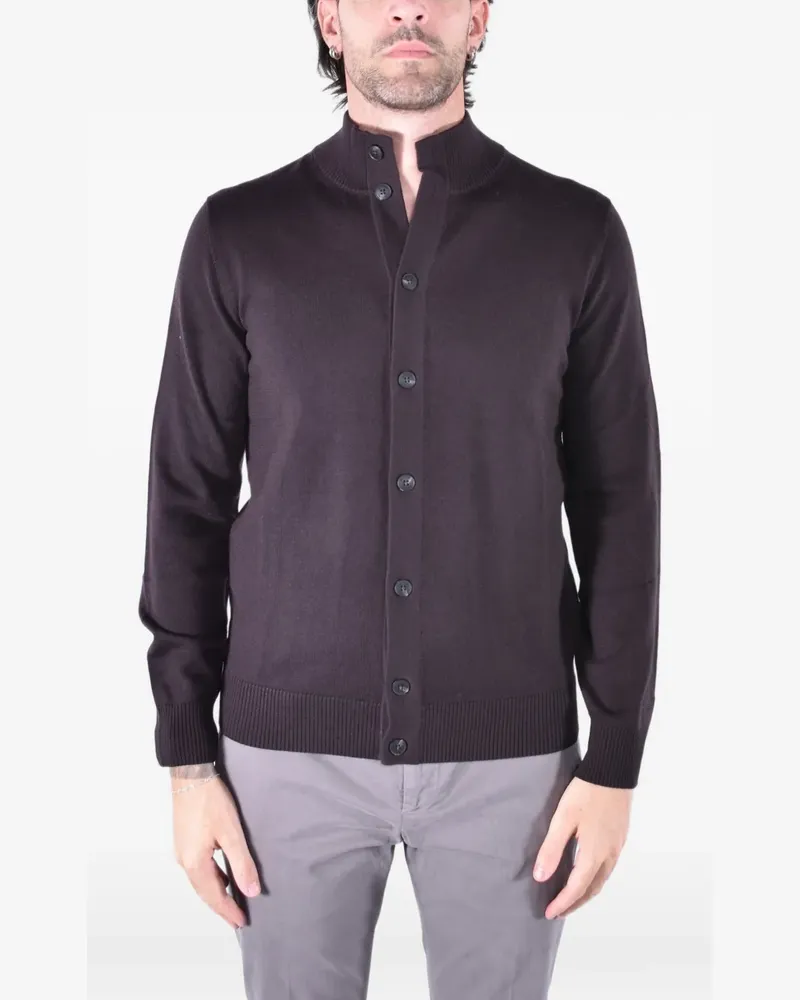 MC2 Saint Barth brown Savile merino wool cardigan with high collar - Braun Braun