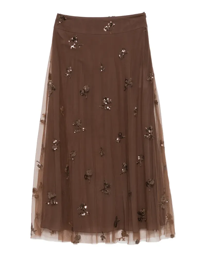 Luisa Cerano sequin-embellished tulle midi skirt - Braun Braun