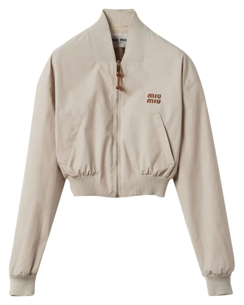 Miu Miu Panama Cropped-Bomberjacke - Nude Nude