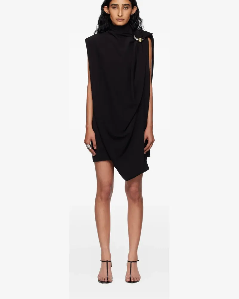 Jean Paul Gaultier Asymmetrisches Kleid mit drapiertem Stehkragen - Schwarz Schwarz